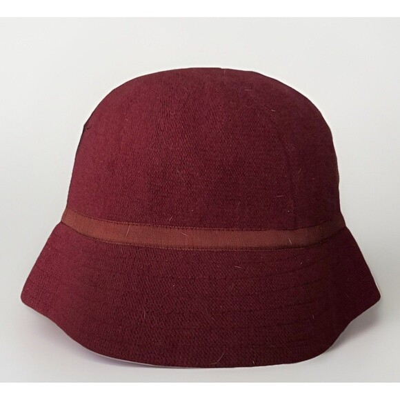 Gap Bucket Hat Womens Cloche Red Fuzzy Rabbit Hair Wool - Picture 2 of 6